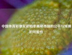 中国体育彩票足彩赔率揭秘市场的公平与预测的可能性