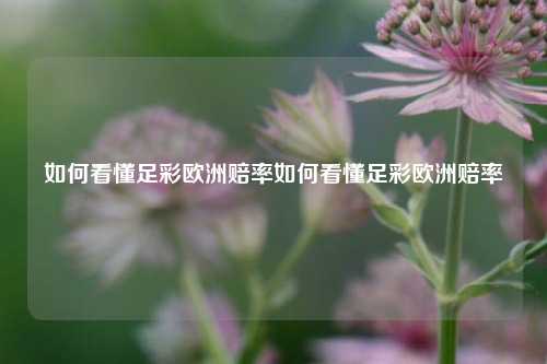 如何看懂足彩欧洲赔率如何看懂足彩欧洲赔率