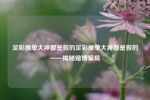 足彩推单大神都是假的足彩推单大神都是假的——揭秘赌博骗局