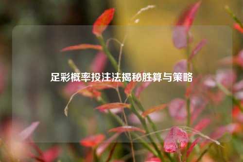 足彩概率投注法揭秘胜算与策略