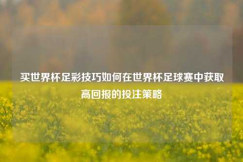 买世界杯足彩技巧如何在世界杯足球赛中获取高回报的投注策略