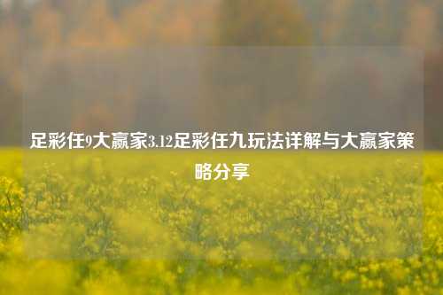 足彩任9大赢家3.12足彩任九玩法详解与大赢家策略分享