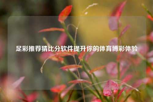 足彩推荐猜比分软件提升你的体育博彩体验