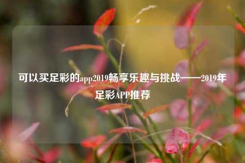 可以买足彩的app2019畅享乐趣与挑战——2019年足彩APP推荐