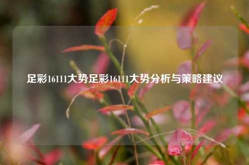 足彩16111大势足彩16111大势分析与策略建议