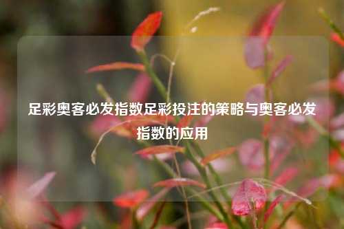 足彩奥客必发指数足彩投注的策略与奥客必发指数的应用