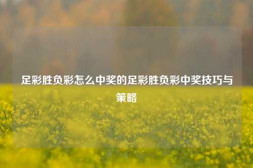 足彩胜负彩怎么中奖的足彩胜负彩中奖技巧与策略