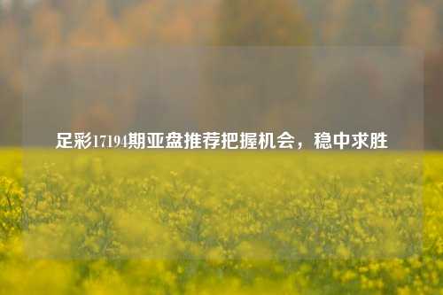 足彩17194期亚盘推荐把握机会，稳中求胜