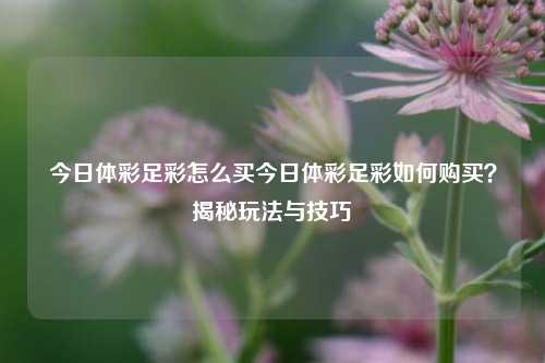 今日体彩足彩怎么买今日体彩足彩如何购买？揭秘玩法与技巧