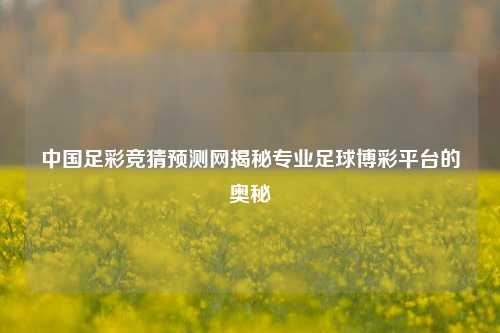 中国足彩竞猜预测网揭秘专业足球博彩平台的奥秘